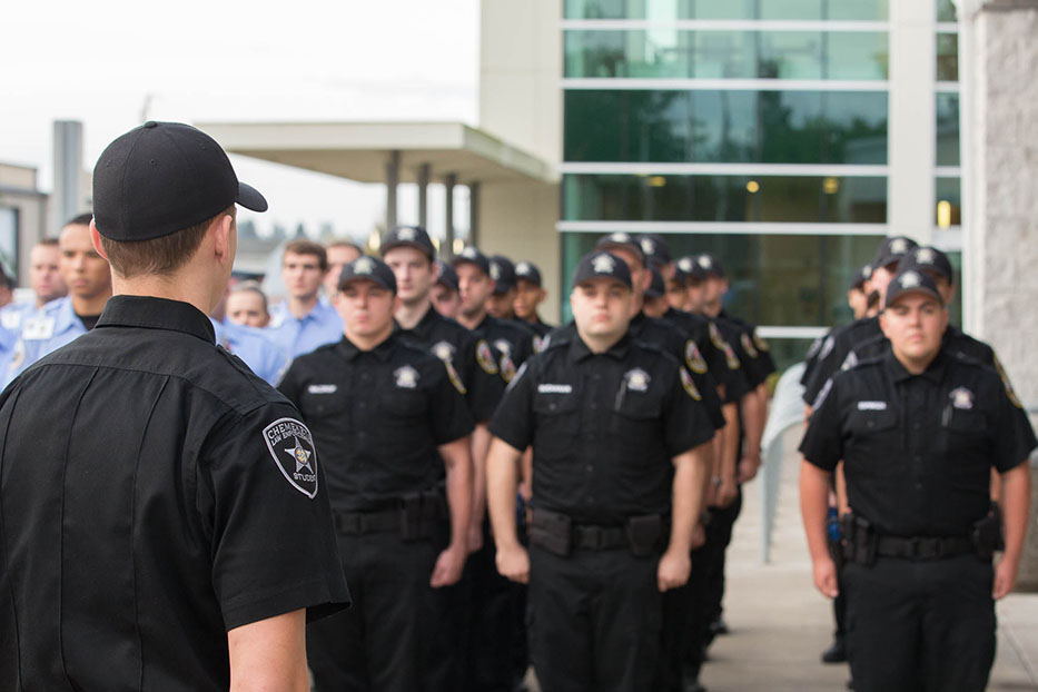 Law Enforcement Students standing at attention
